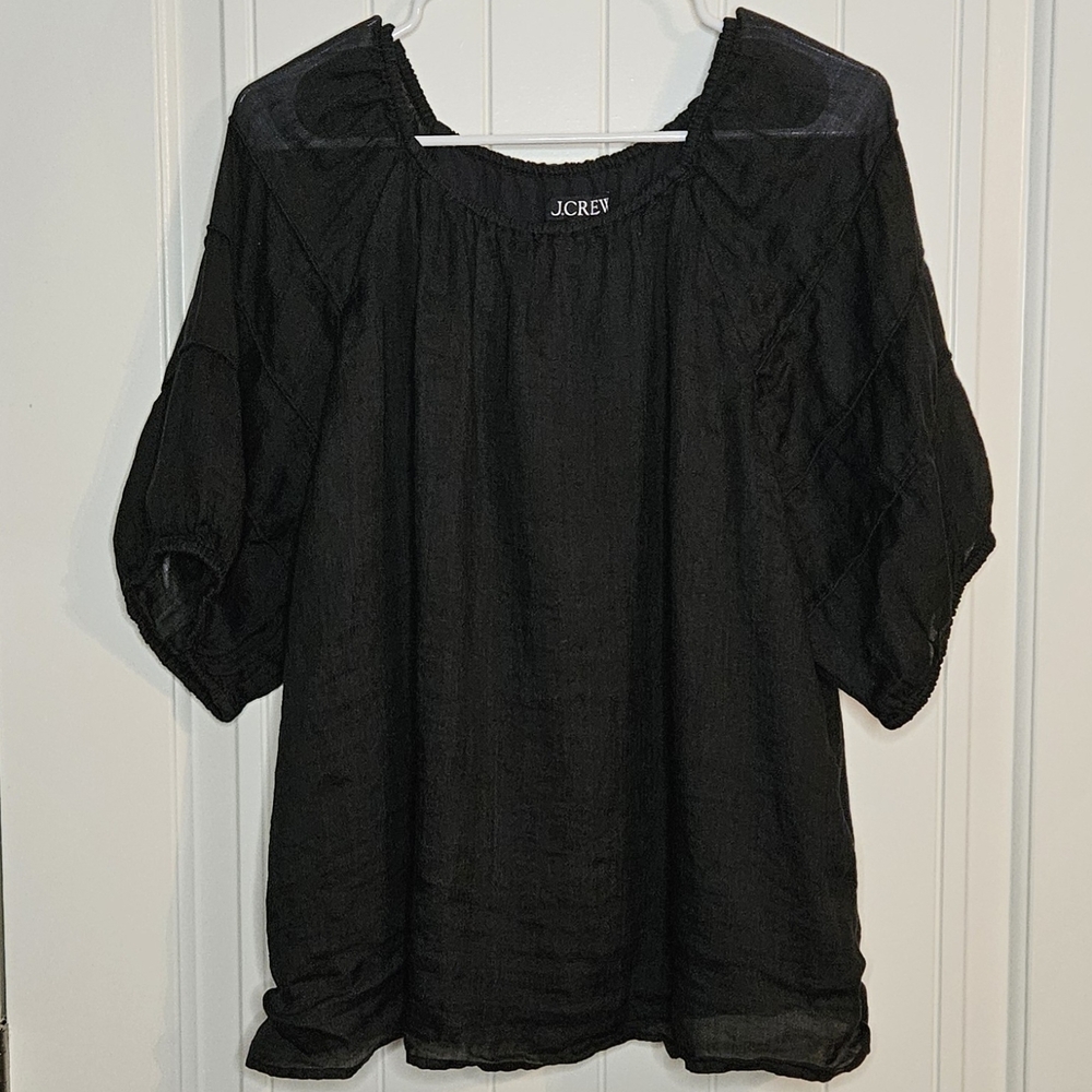 J Crew Puff-sleeve Top, Black.